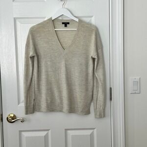 J.Crew Merino Wool‑Blend V‑Neck Sweater in Marled Gray— Women's Small